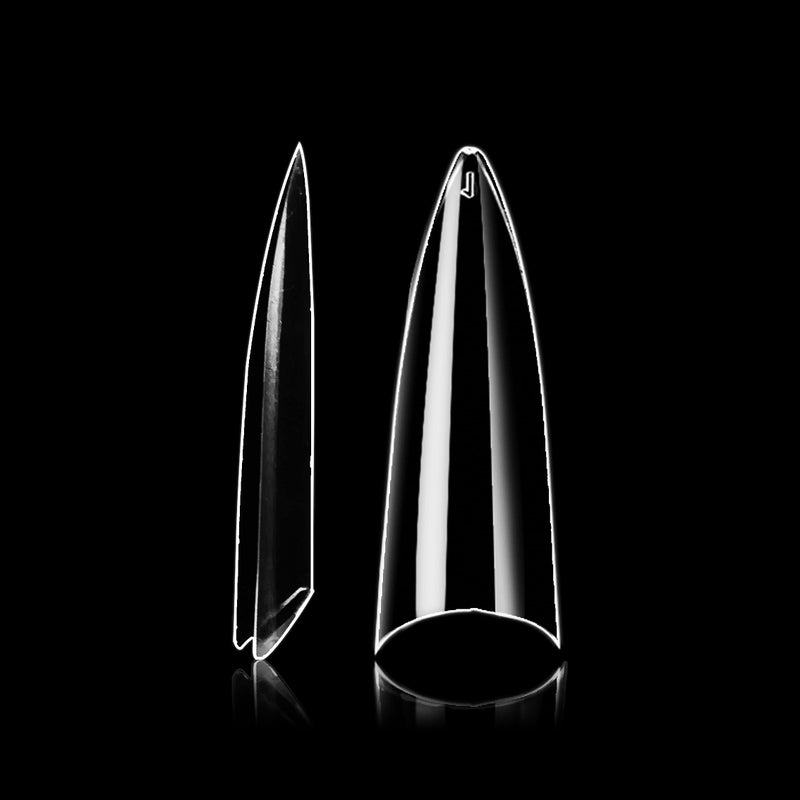 VIVACE Clear Stiletto 500 Acrylic False Fake Gel Nail Tips With Clear Plastic Case 27512 For Nail Salon Nail Shop (Clear Stiletto) - Image 5